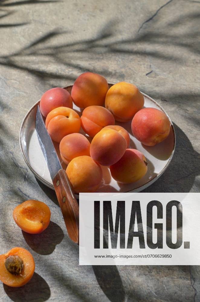 Delicious Ripe Sweet Apricots On Stone Table ,model released, Symbolfoto