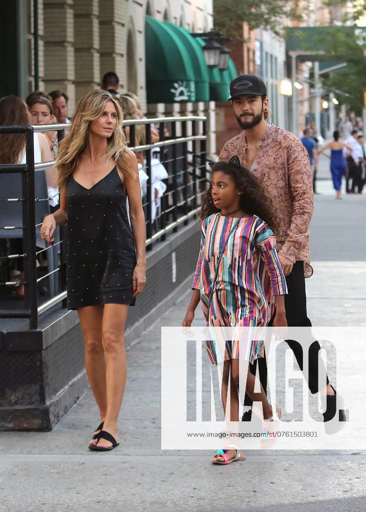TV personality Heidi Klum, her mother Erma, her boyfriend musician Tom Kaulitz and her daughter Lou Samuel go to dinner at Mr. Chow in Tribeca on July 5 2018 in New York City
