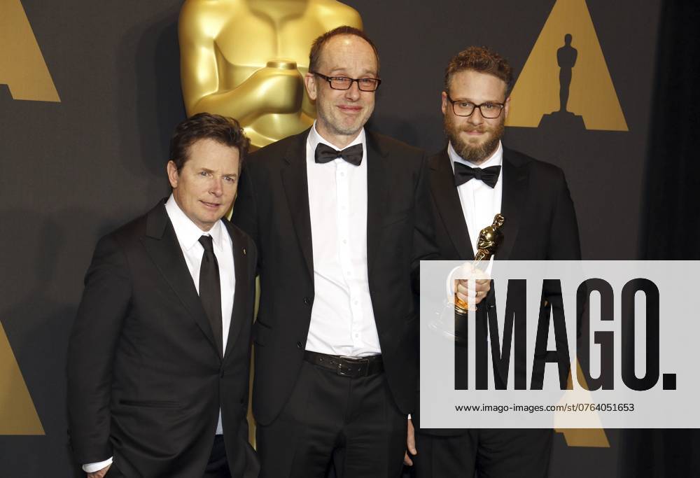 John Gilbert, Seth Rogen und Michael J. Fox bei der 89. jährlichen Oscar Verleihung, Presseraum im Hollywood and Highland Center in Hollywood, USA am 26. Februar 2017, Hollywood, Kalifornien, USA, Nordamerika John Gilbert, Seth Rogen and Michael J. Fox at the 89th Annual Academy Awards, Press Room held at the Hollywood and Highland Center in Hollywood, USA on February 26, 2017., Hollywood, California, USA, North America