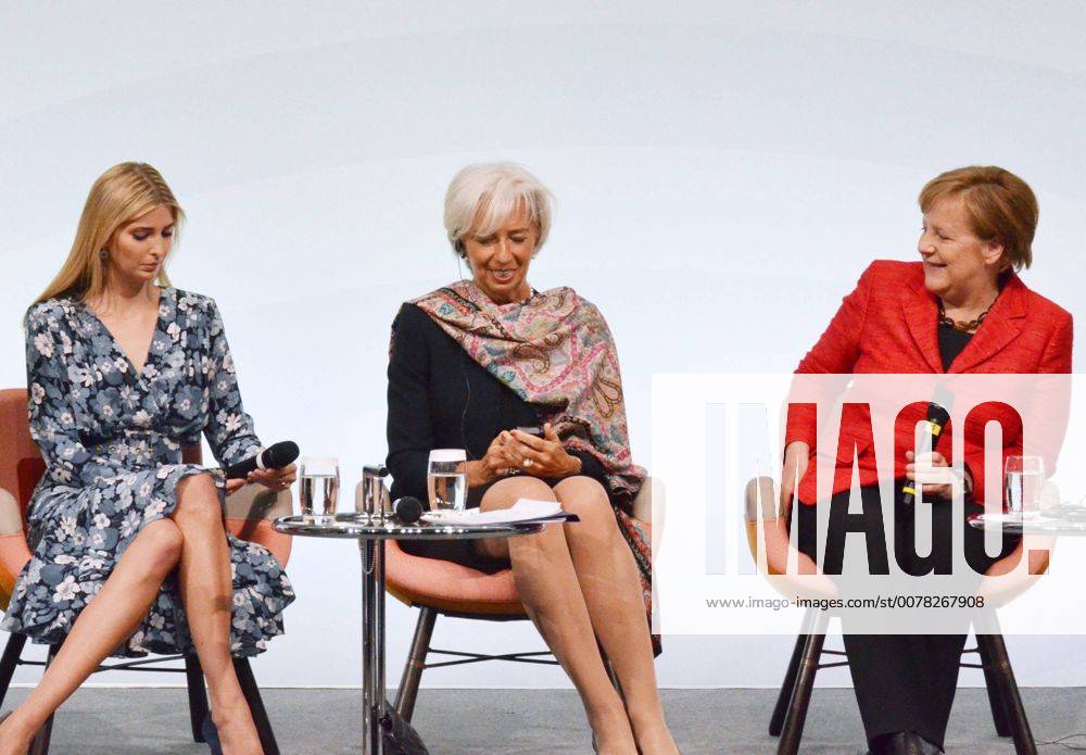 Ivanka Trump in Berlin panel discussion Ivanka Trump (L), a daughter of U.S. President Donald Trump who works in the White House as his assistant, takes part in a panel discussion on women s empowerment and entrepreneurship in Berlin on April 25, 2017, along with International Monetary Fund Managing Director Christine Lagarde (C), German Chancellor Angela Merkel (R) and others. The discussion is part of talks involving the Group of 20 countries.