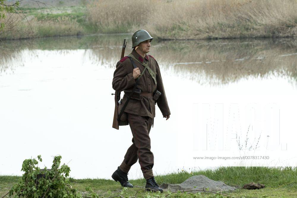Sofia, Bulgaria - Reenactment near Sofia, Bulgaria, on 29 April 2017 of the Battle of the Transdanubian Hills during the World War II, a defensive operation of the Bulgarian Army against German Wehrmacht forces who were trying to capture the north bank of the Drava river. Sofia Bulgaria - ZUMAn230 20170429_zaa_n230_754