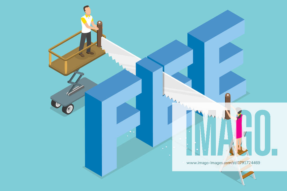 3D Isometrische flache konzeptionelle Illustration von Gebührenerlass, finanzielle Kostenreduzierung<br>3D Isometric Flat Conceptual Illustration of Fee Waiver, Financial Expense Reduction 3D Isometric Flat Conceptual Illustration of Fee Waiver, Financial Expense Reduction 3D Isometric Flat Conceptual Illustration of Fee Waiver, Financial Expense Reduction