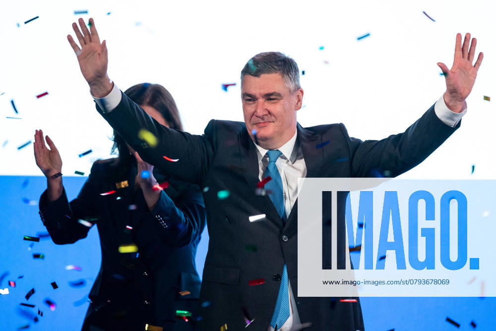 KW02 Re-elected Croatian President Zoran Milanovic Re-elected Croatian President Zoran Milanovic celebrate after winning Croatia s presidential election ON January 12, 2025 in Zagreb, Croatia. IgorxKralj PIXSELL