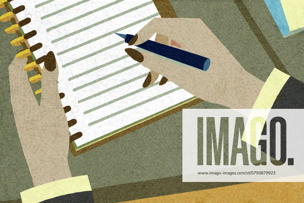 PR_ID25931_10317_IlustraBusiness.jpg A person writes in a notebook using a pen, focusing intently on the task The setting is a workspace, highlighting a productive moment during the day, Property released Model Released AdalbertoRodriguez_ID25931_748603_004