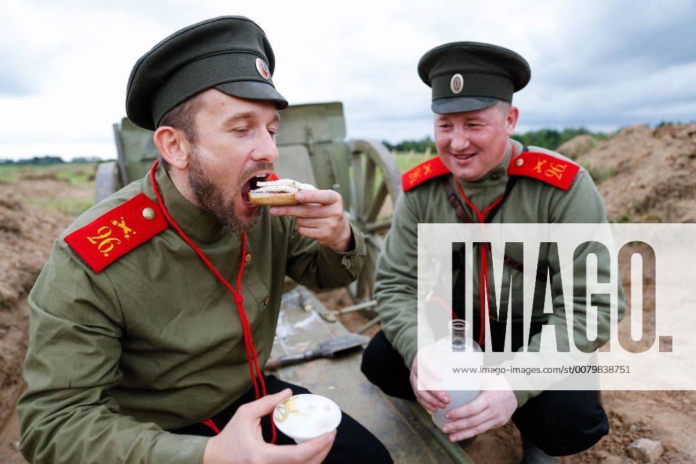 Participants in a historical reenactment of the 1914 Battle of Gumbinnen between the Russian and the German Armies on the Eastern Front of World War I. The battle reenactment is performed as part of the Battle of Gumbinnen military and historical festival near the village of Lermontovo. Vitaly Nevar TASS TS05BFEA