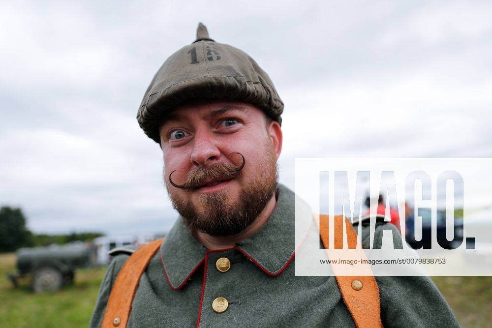 A participant in a historical reenactment of the 1914 Battle of Gumbinnen between the Russian and the German Armies on the Eastern Front of World War I. The battle reenactment is performed as part of the Battle of Gumbinnen military and historical festival near the village of Lermontovo. Vitaly Nevar TASS TS05BFEC