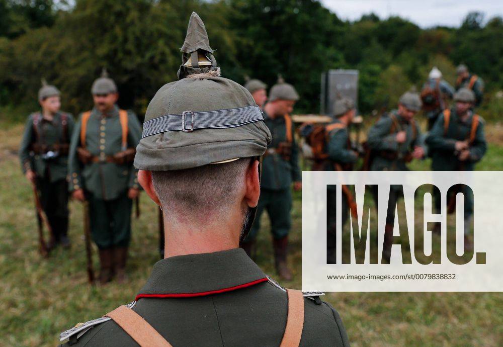 Participants in a historical reenactment of the 1914 Battle of Gumbinnen between the Russian and the German Armies on the Eastern Front of World War I. The battle reenactment is performed as part of the Battle of Gumbinnen military and historical festival near the village of Lermontovo. Vitaly Nevar TASS TS05BFF0