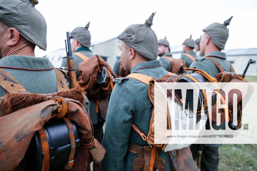 Participants in a historical reenactment of the 1914 Battle of Gumbinnen between the Russian and the German Armies on the Eastern Front of World War I. The battle reenactment is performed as part of the Battle of Gumbinnen military and historical festival near the village of Lermontovo. Vitaly Nevar TASS TS05BFF1