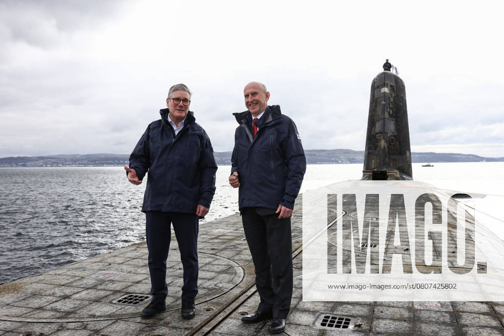 Prime Minister Keir Starmer visits a Vanguard Submarine 17 03 2025. Scotland, United Kingdom. Prime Minister Keir Starmer and Defence Secretary John Healey visits a Vanguard class submarine off the coast of Scotland as it returns home from a period of duty at sea., Credit:Simon Dawson Avalon United Kingdom, Scotland, Scotland