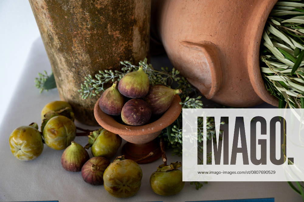 Fresh figs and rustic terracotta pots in an earthy still-life setting Newport, Rhode Island, United States R_CKFJ25031758-1681361-01