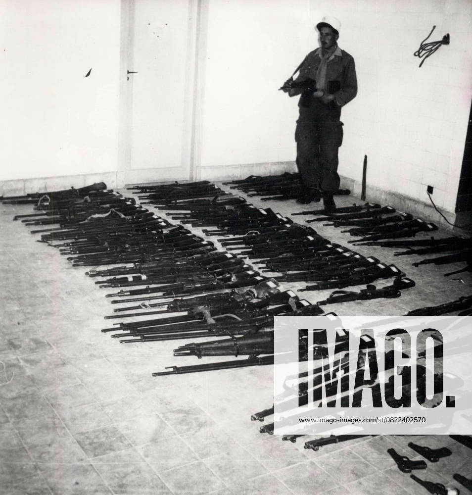 US Military 8 December 1954 Algerian Rebels give Weapons of war from some the Rifles, the the Fellaghas the Algerian Rebels dispensed, as you the Fights in the Area from Gafsa set