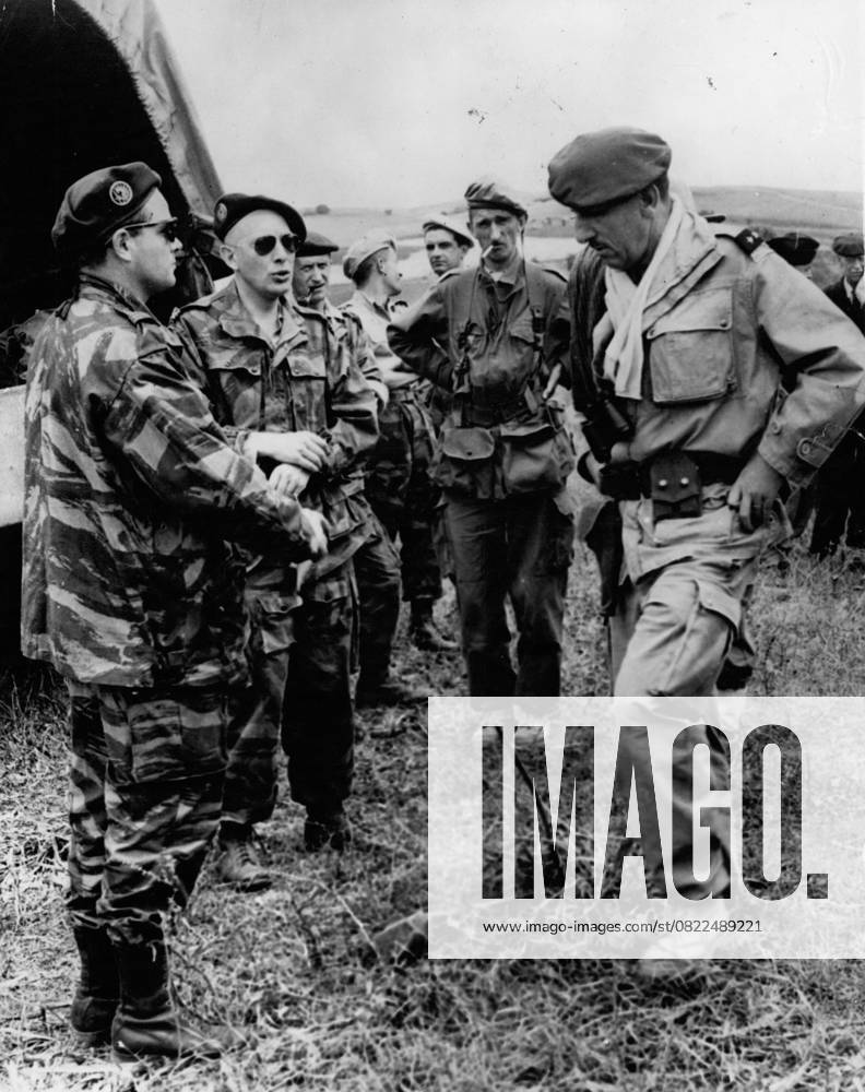 Africa Egypt 5 May 1956 French Troops lead Cleanup to the Palestro Ambush through Trouble in America in the Region Bouzegza running Cleanup to the Palestro Ambush in Algeria, at the a French Patrol from the Rebels killed was the Photo shows General Massu right , the the Paratroopers commanded and instructs