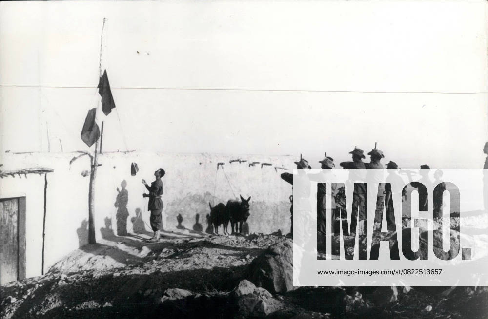 Africa Egypt 9 September 1956 Algeria New Outpost OPs French Soldiers of New Outpost in dar it Ziatir, 6 Miles east from Nemours, salute before the Flag