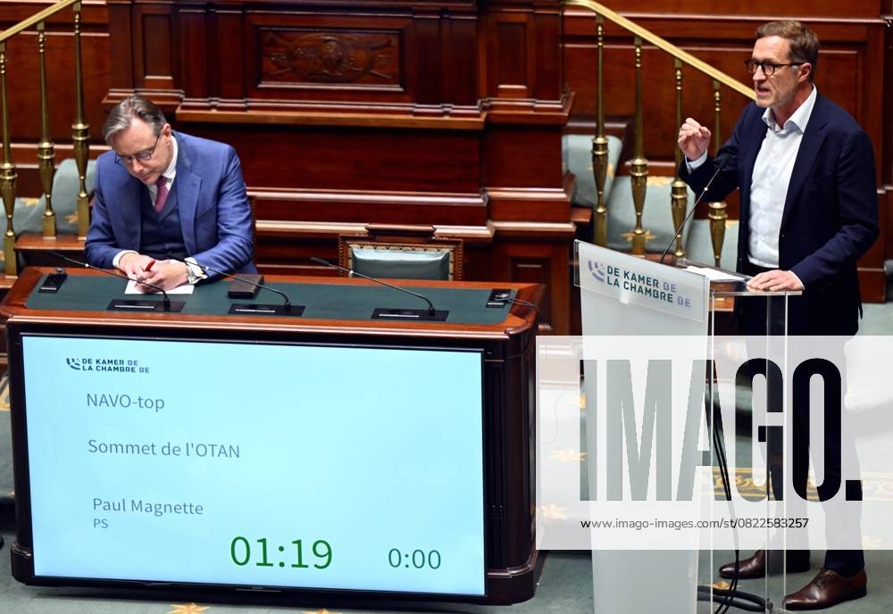 Prime Minister Bart De Wever and PS Paul Magnette pictured during a plenary session of the Chamber at the Federal Parliament in Brussels, Thursday 19 June 2025. ERICxLALMAND 127386774