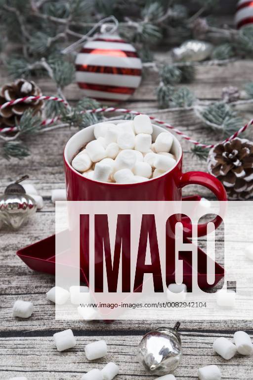 Hot Chocolate with marshmellows and christmas baubles LVF06780