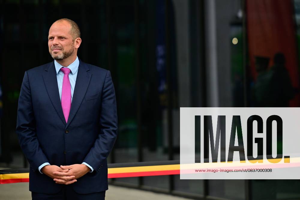 Minister of Defence and Foreign Trade Theo Francken pictured during the opening of the Complex F-35 which will house the newly arrived Lockheed Martin F-35 Lightning II fighter jets at the Florennes military airbase, Monday 13 October 2025. DIRKxWAEM 136668982