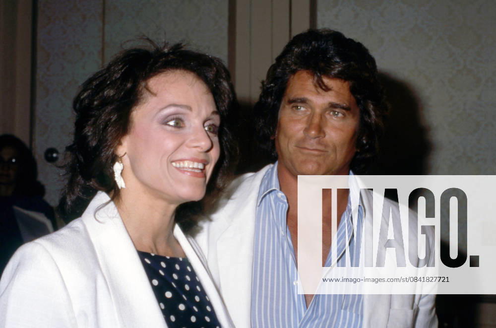 Valerie Harper and Michael Landon at the 10th Annual Women in Film Crystal Awards on May 30, 1986 at Century Plaza Hotel in Los Angeles, California.