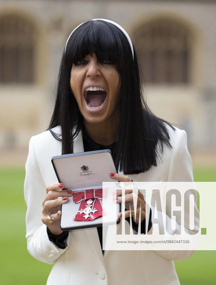 Investiture at Windsor Castle Image Licensed to i-Images Picture Agency. 09 12 2025. Windsor , United Kingdom. TV presenter Claudia Winkleman with her MBE after an Investiture at Windsor Castle, United Kingdom., Credit:Stephen Lock i-Images Avalon United Kingdom, Windsor