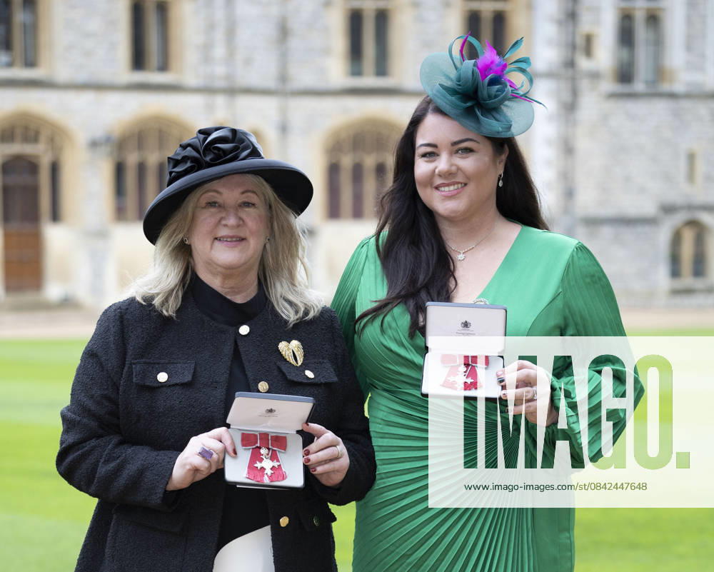 Investiture at Windsor Castle Image Licensed to i-Images Picture Agency. 09 12 2025. Windsor , United Kingdom. Alison Madgin and Carly Barrett with their MBE s after an Investiture at Windsor Castle, United Kingdom., Credit:Stephen Lock i-Images Avalon United Kingdom, Windsor