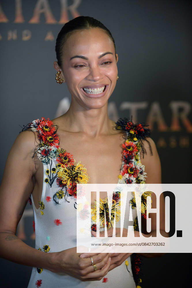 MIAMI, FLORIDA - DECEMBER 12: Zoe Saldana attends the Miami Special Screening of Avatar: Fire and Ash at AMC Sunset Place 24 in Miami, Florida on December 12, 2025.