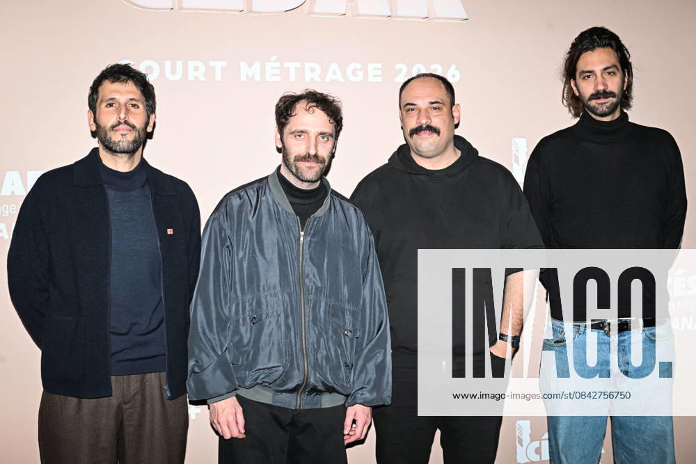 Photocall Courts Metrages Cesar 2026 in Paris FA (L-R) Nelson Ghrenassia, Stavros Petropoulos, a guest and Stephane Marchal pose for a photocall during the Brunch of Courts Metrages Cesar 2026 in Paris on December 14, 2025. Photo by Firas Abdullah ABACAPRESS.COM Paris Ile-de-France France