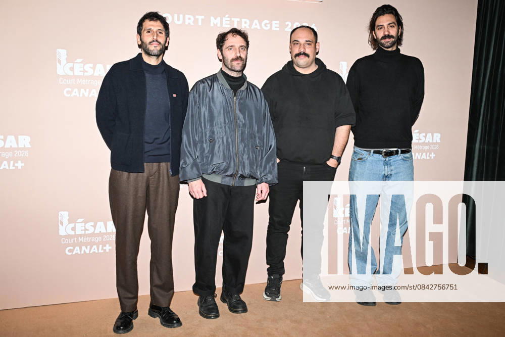 Photocall Courts Metrages Cesar 2026 in Paris FA (L-R) Nelson Ghrenassia, Stavros Petropoulos, a guest and Stephane Marchal pose for a photocall during the Brunch of Courts Metrages Cesar 2026 in Paris on December 14, 2025. Photo by Firas Abdullah ABACAPRESS.COM Paris Ile-de-France France