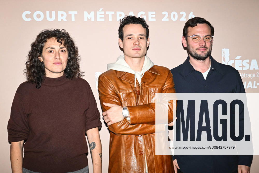 Photocall Courts Metrages Cesar 2026 in Paris FA (L-R) A guest, Ambroise Rateau and Lucas Tothe pose for a photocall during the Brunch of Courts Metrages Cesar 2026 in Paris on December 14, 2025. Photo by Firas Abdullah ABACAPRESS.COM Paris Ile-de-France France