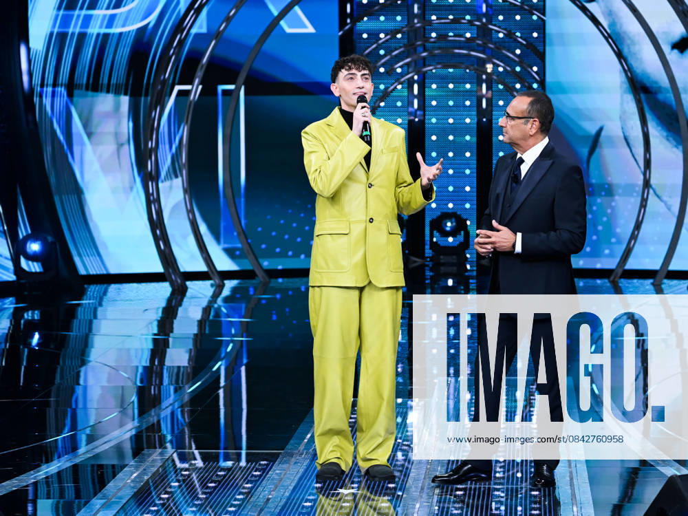 Sanremo, It Will Be Sanremo 2025. In the photo: Michele Bravi, Carlo Conti