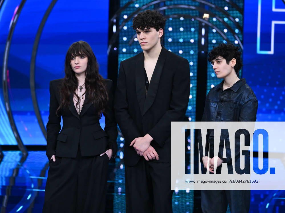 Sanremo, It Will Be Sanremo 2025. In the photo Angelica Bove, Nicolò Filippucci, Senza Cri (Cristiana Carella)
