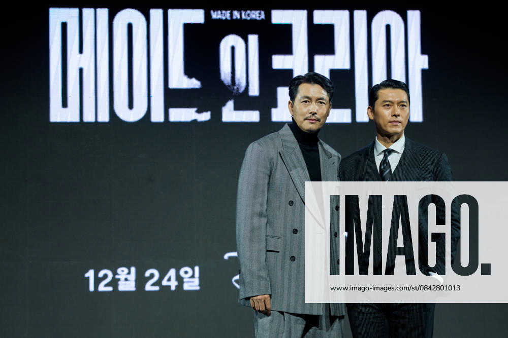 Disney Plus series Made In Korea press conference SEOUL, SOUTH KOREA, DEC 15: Jung Woo-sung, Hyun bin during Disney Plus series Made In Korea press conference at the InterContinental Seoul Parnas in Seoul, South Korea, on December 15, 2025. Seoul the InterContinental Seoul Parna South Korea 8247_286162