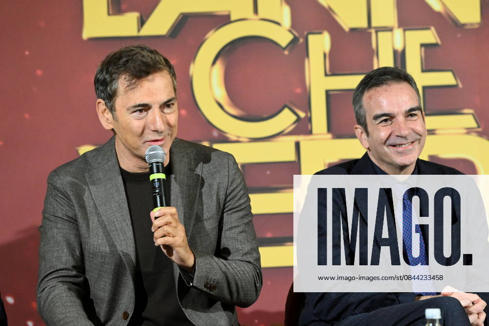 Press conference for the presentation of the RAI New Year s Eve program L anno che verro at the S. Giovanni Complex, Catanzaro. Pictured is Marco Liorni (L), host; Roberto Occhiuto (R), President of the Calabria Region. Catanzaro, Italy 30 December 2025 Catanzaro Italy - ZUMAa289 20251230_zia_a289_046