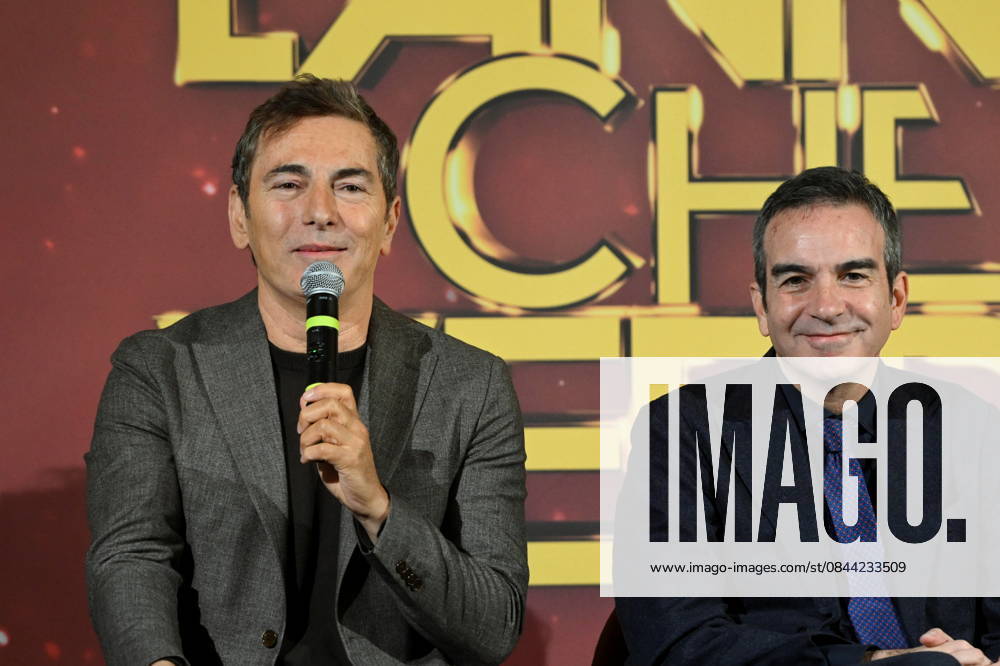 Press conference for the presentation of the RAI New Year s Eve program L anno che verro at the S. Giovanni Complex, Catanzaro. Pictured is Marco Liorni (L), host; Roberto Occhiuto (R), President of the Calabria Region. Catanzaro, Italy 30 December 2025 Catanzaro Italy - ZUMAa289 20251230_zia_a289_055