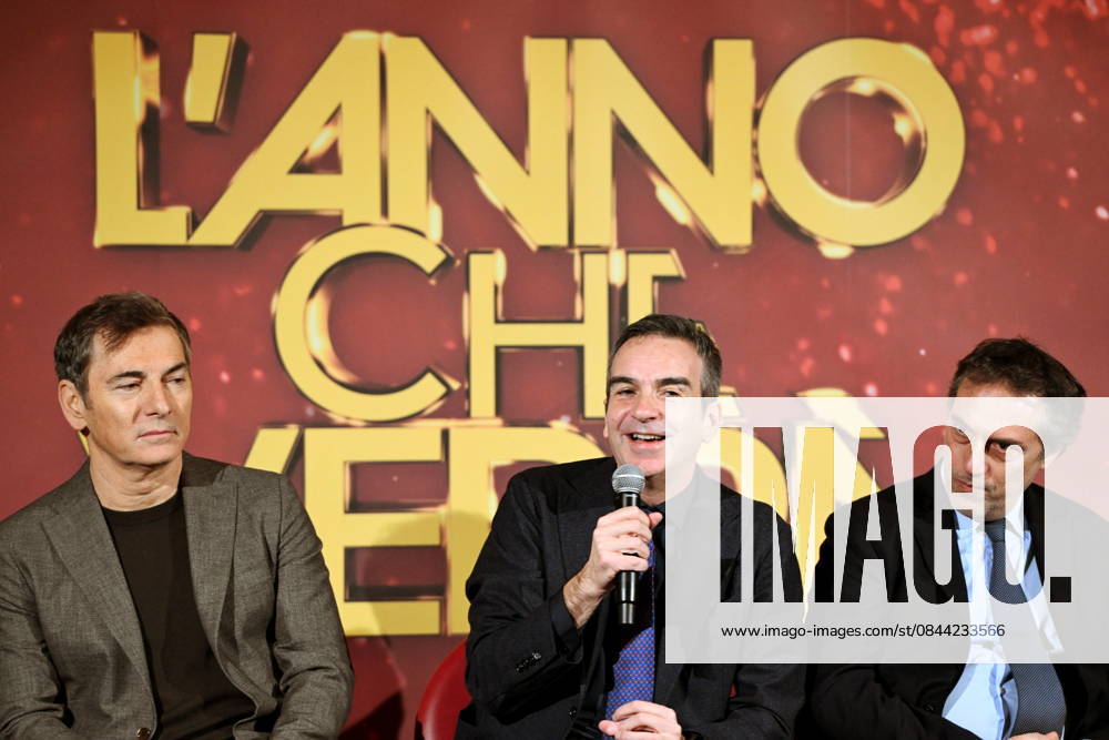 Press conference for the presentation of RAI s New Year s Eve program, L anno che verro , at the S. Giovanni Complex, Catanzaro. Pictured: From left: Marco Liorni, host; Roberto Occhiuto, President of the Calabria Region; Nicola Fiorita, Mayor of Catanzaro. Catanzaro, Italy 30 December 2025 Catanzaro Italy - ZUMAa289 20251230_zia_a289_066