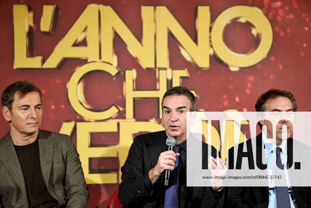 Press conference for the presentation of RAI s New Year s Eve program, L anno che verro , at the S. Giovanni Complex, Catanzaro. Pictured: From left: Marco Liorni, host; Roberto Occhiuto, President of the Calabria Region; Nicola Fiorita, Mayor of Catanzaro. Catanzaro, Italy 30 December 2025 Catanzaro Italy - ZUMAa289 20251230_zia_a289_079