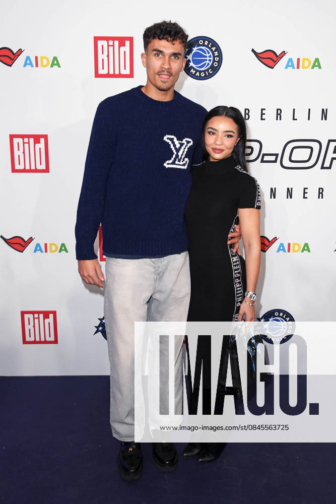 Tristan da Silva Orlando Magic basketball player with girlfriend Gabrielle Wright arriving at the NBA TIP OFF DINNER at the Axel Springer skyscraper in Berlin on 14 01 2026