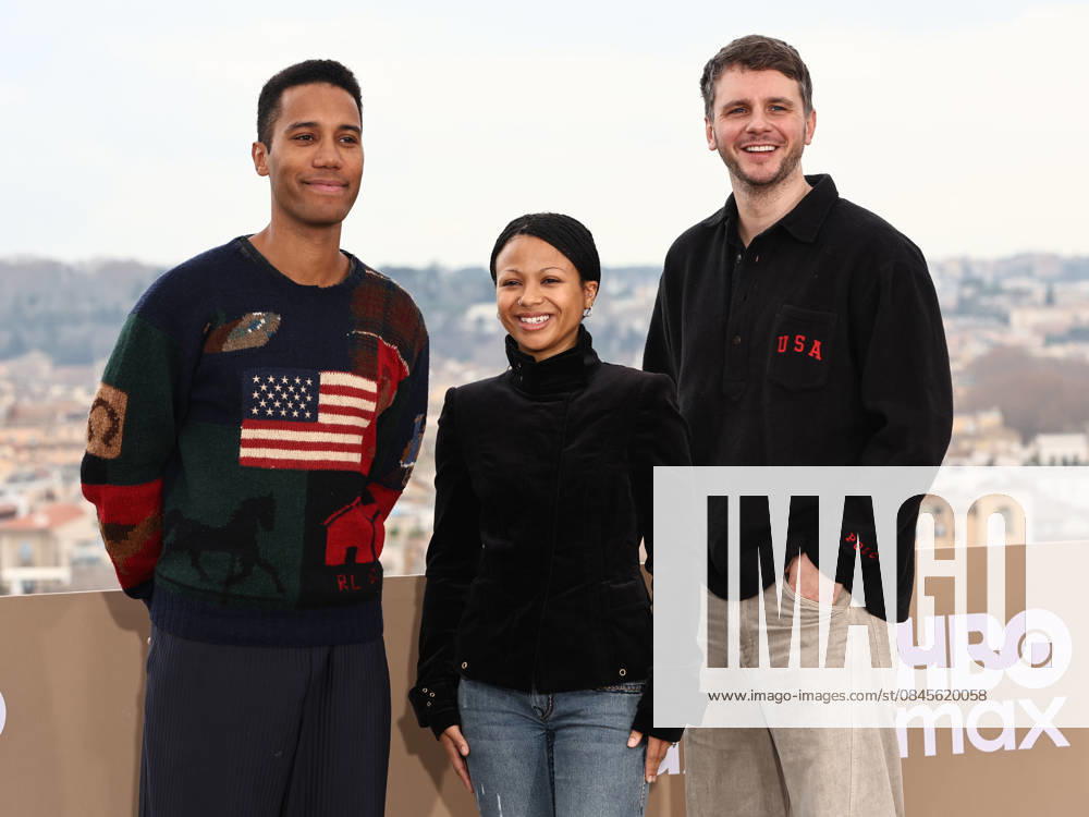Rome, Hotel De la Ville, HBO Max Italia photocall. Pictured: Mickey Down, Myha la, Konrad Kay