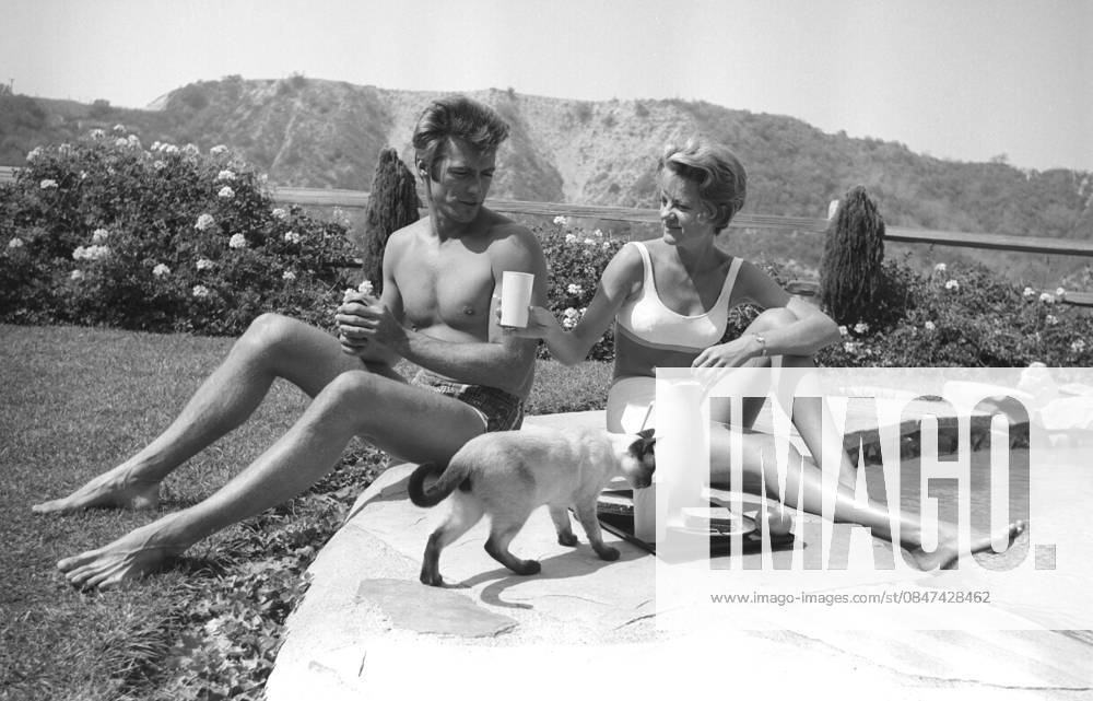 Clint Eastwood and wife Maggie Johnson at home 1961