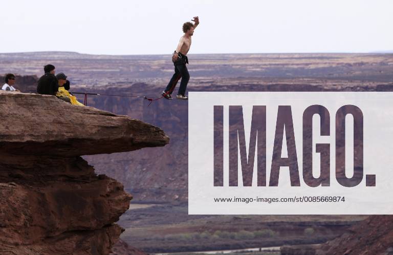 Andy Lewis highlining at the Fruit Bowl in Moab, Utah., Moab Utah United States