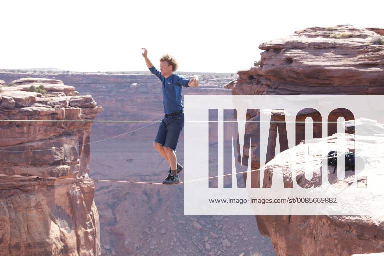 Andy Lewis free soloing a highline at the Fruit Bowl in the film Sketchy Andy, Moab Utah, Moab Utah United States