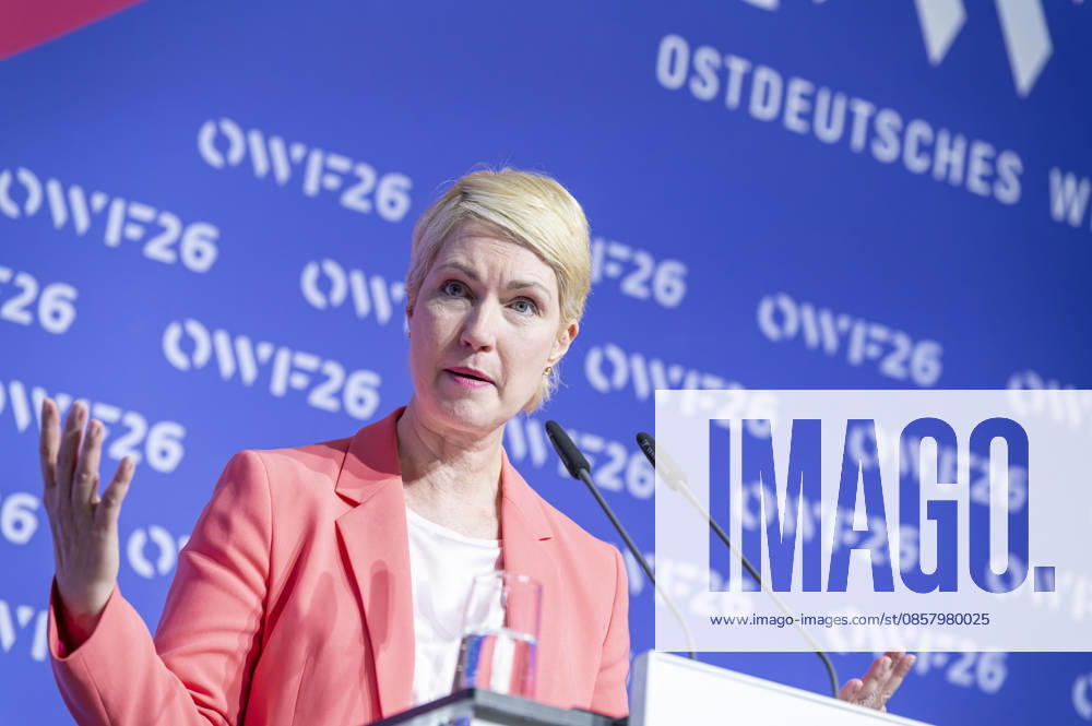 Manuela Schwesig OWF26 EUR, Germany, Berlin, 31 05 2026 Keynote speech by Manuela Schwesig SPD Minister-President of Mecklenburg-Western Pomerania at the conference of the East German Economic Forum under the motto A new Un order, what role does Germany and Europe play in global system