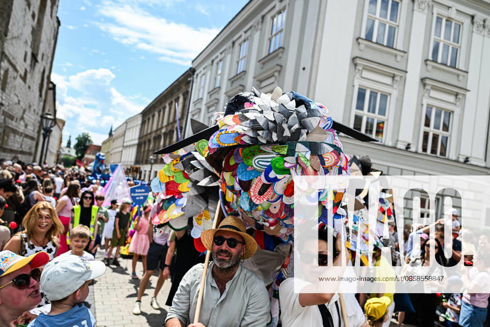 Poland s 25th Dragon Parade in Krakow KRAKOW, POLAND - JUNE 07: People take part the Dragon Parade during the 25th Great Dragon Parade edition at the Main Square, Krakow, Poland, on June 07, 2026. For the 25th year in a row, Krakow brings the annual celebration representing the myth of Dragon, the city symbol. Omar Marques Anadolu Krakow Poland. Editorial use only. Please get in touch for any other usage.