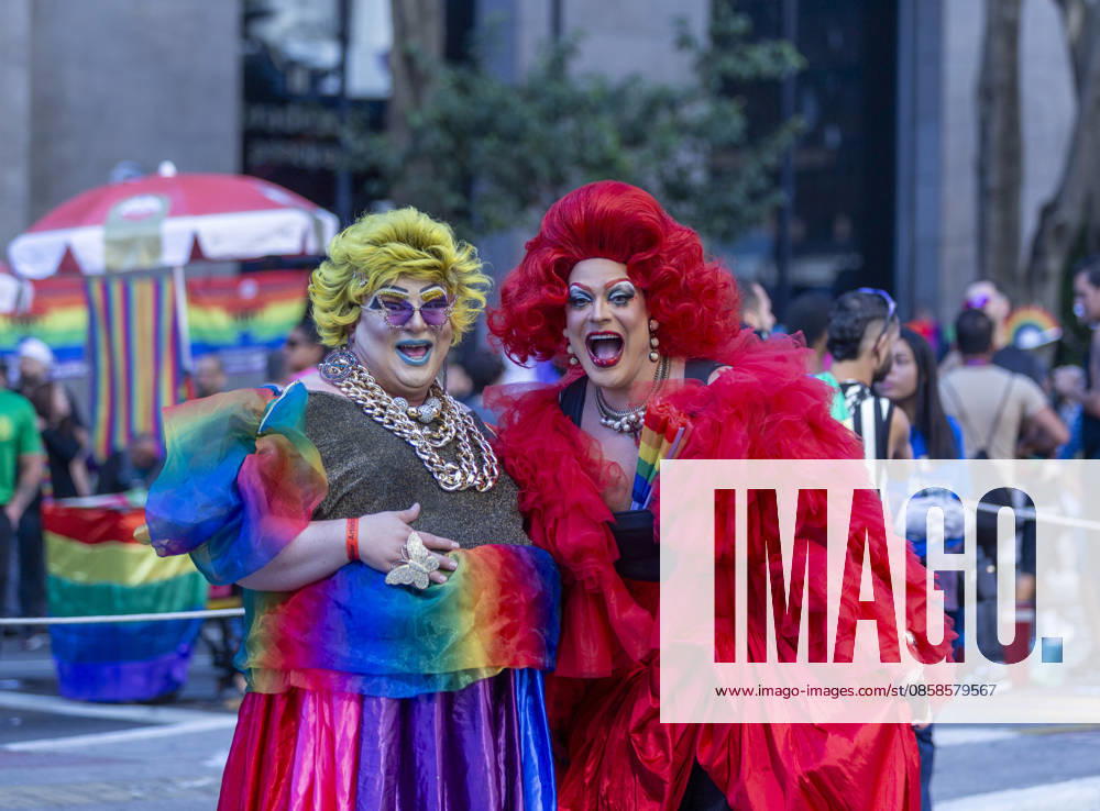 JUNE 07, 2026: Participants gather during the 30th edition of the Sao Paulo LGBT+ Pride Parade at Paulista Avenue in Sao Paulo, Brazil, on June 7, 2026. Widely considered the largest Pride parade in the world, this year s landmark 30-year anniversary featured the official theme A rua convoca, a urna confirma (The street summons, the ballot box confirms), emphasizing political participation and social mobilization ahead of municipal and general elections. Despite facing a 60% drop in private corporate sponsorshipsâ€which forced 14 sound trucks onto the avenue instead of the usual 17â€millions of people took to the streets to protest conservative legislative backlashes and celebrate - ZUMAv146 20260607_zip_v146_009