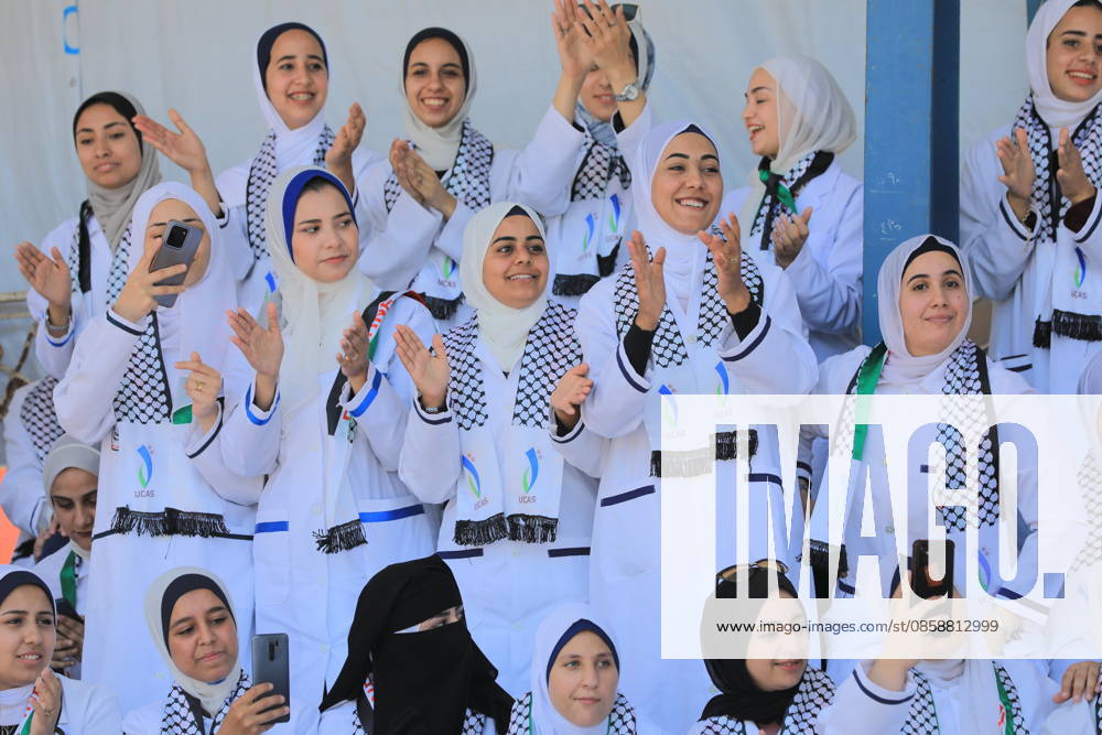 Nursing students hold white coat ceremony amid Gaza ruins Palestinian students from the Faculty of Nursing and Health Sciences at the University College of Applied Sciences take part in a White Coat Ceremony and Nursing Oath event amid the ruins of the college s buildings in Gaza City on June 10, 2026. The ceremony, attended by representatives of international and donor organizations, was held at the site of facilities destroyed during the war and marks the beginning of the students’ practical training in the health sector. Photo by Bilal Osama apaimages Gaza city Gaza Strip Palestinian Territory 100626_Gaza_BO_00(54)