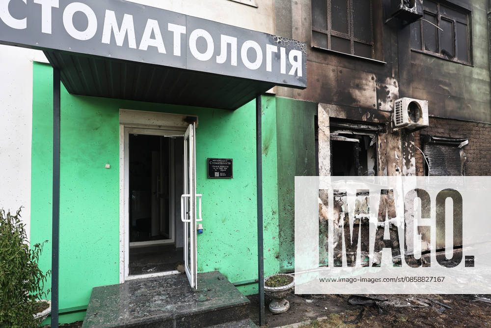 A dental office, situated in an apartment block, is damaged by a Russian drone attack on a district of Kharkiv, Ukraine, June 10, 2026. Russian forces struck the northeastern city with drones, injuring at least eight people. One of the drones hit an apartment block, housing a dental office. (Photo by Viacheslav Madiievskyi Ukrinform) Russians damage dental office in Kharkiv