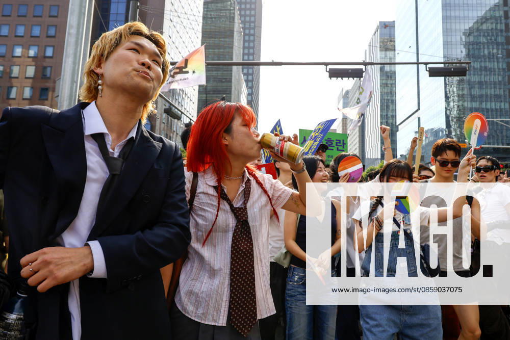 Annual LGBTQ Pride Parade held in central Seoul Participants march during the 27th Seoul Queer Parade in downtown Seoul, South Korea, on June 13, 2026. Seoul South Korea