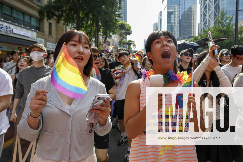 Annual LGBTQ Pride Parade held in central Seoul Participants march during the 27th Seoul Queer Parade in downtown Seoul, South Korea, on June 13, 2026. Seoul South Korea