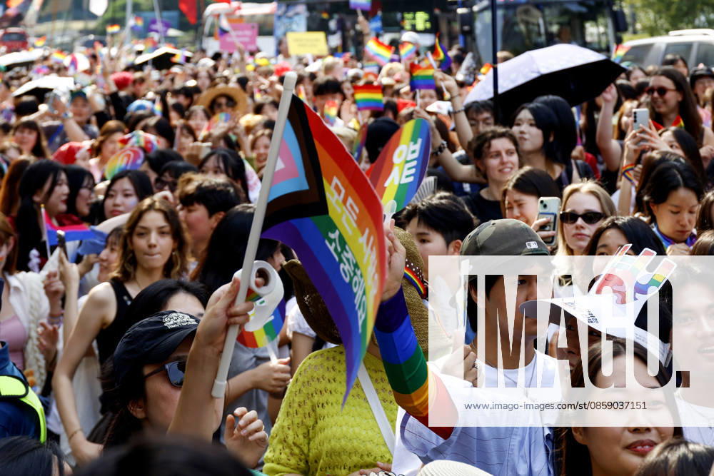 Annual LGBTQ Pride Parade held in central Seoul Participants march during the 27th Seoul Queer Parade in downtown Seoul, South Korea, on June 13, 2026. Seoul South Korea