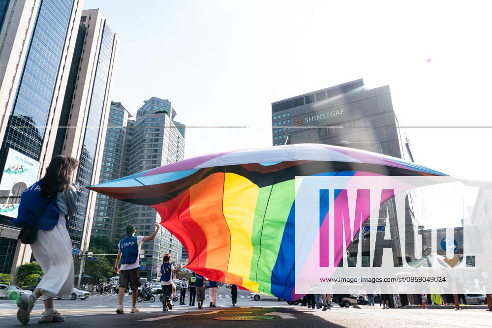 The 27th Seoul Queer Parade (SQP) in Seoul - 13 Jun 2026 Huge pride flag is seen during the Seoul Queer Parade. The 27th Seoul Queer Parade (SQP) was held in Seoul, South Korea. It is a public cultural event held downtown every year to promote LGBTQIA+ visibility, human rights, cultural enjoyment, and pride. Seoul South Korea