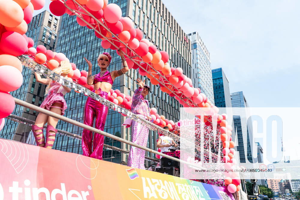 Drag artist GVAN, Sissy and YouTube Creator Kim Ddol-ddol perform on the parade car during the Seoul Queer Parade. The 27th Seoul Queer Parade (SQP) was held in Seoul, South Korea..It is a public cultural event held downtown every year to promote LGBTQIA+ visibility, human rights, cultural enjoyment, and pride. Seoul South Korea - ZUMAs197 20260613_aaa_s197_168