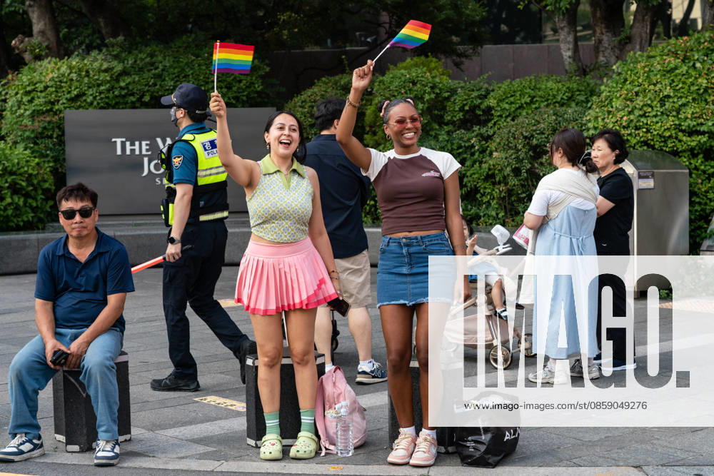 Participants wave pride flags during Seoul Queer Parade in Seoul downtown. The 27th Seoul Queer Parade (SQP) was held in Seoul, South Korea..It is a public cultural event held downtown every year to promote LGBTQIA+ visibility, human rights, cultural enjoyment, and pride. Seoul South Korea - ZUMAs197 20260613_aaa_s197_175